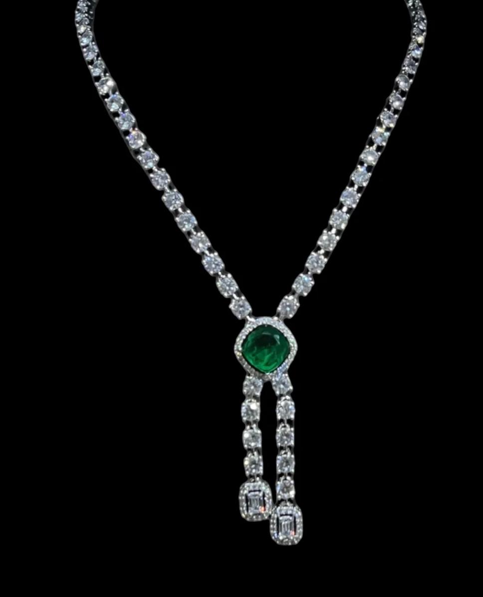REAL LOOK DIAMOND NECKLACE WITH REAL DOUBLET STONE