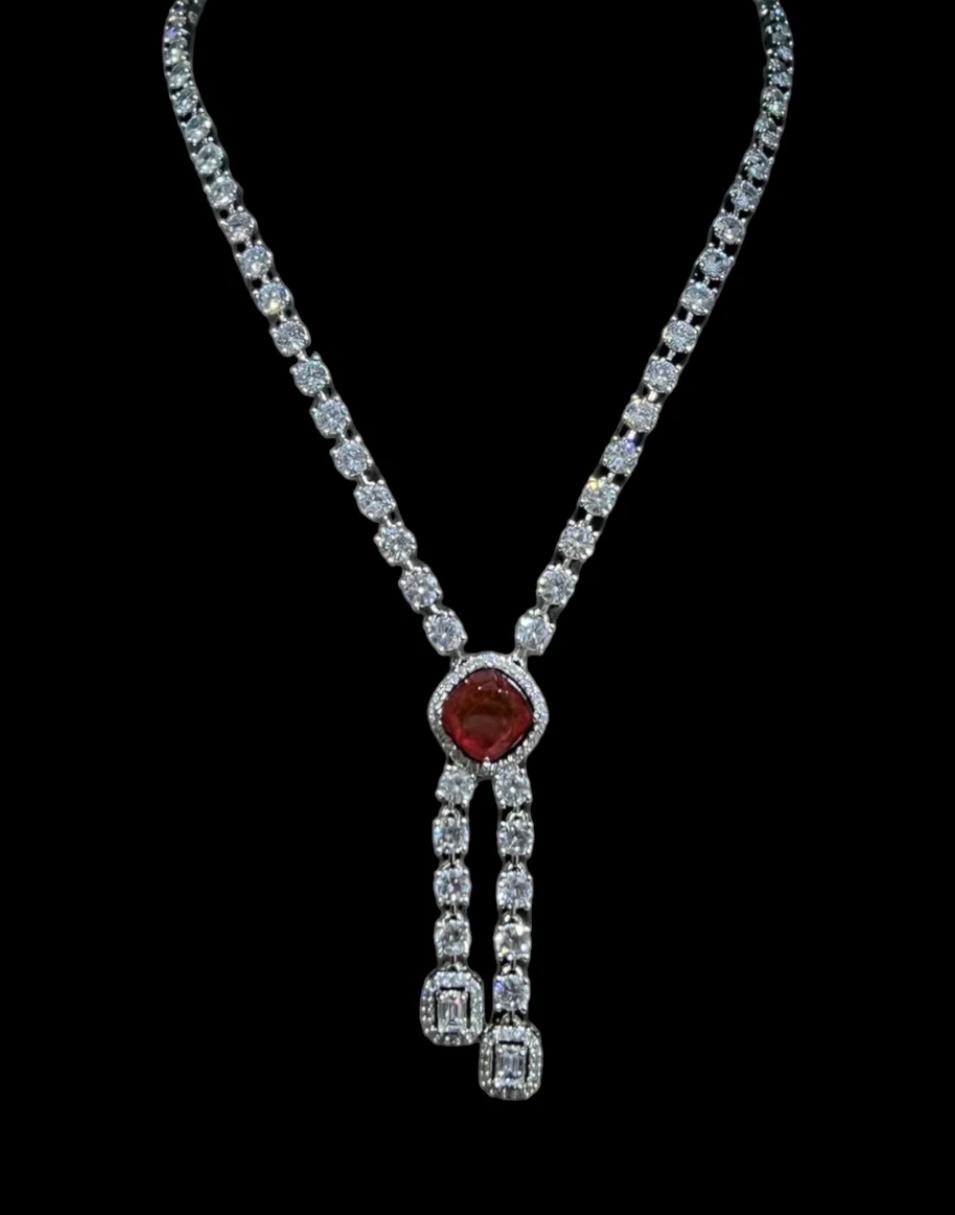 REAL LOOK DIAMOND NECKLACE WITH REAL DOUBLET STONE