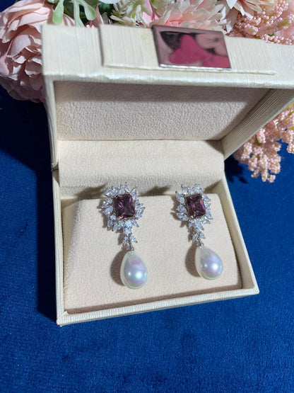 ELEGANT DIAMOND PEARL EARRINGS