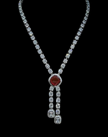 REAL LOOK DIAMOND NECKLACE WITH REAL DOUBLET STONE