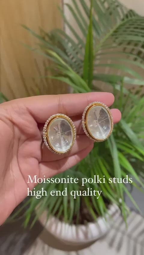 Big size moissonite polki studs