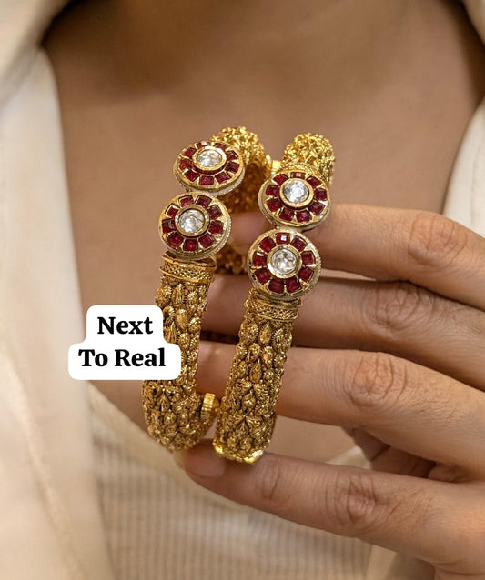 Real look 18k plated gold bangles premium Quality Next to real